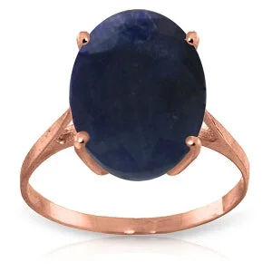 8.5 Carat 14K Solid Rose Gold Ring Natural Oval Sapphire