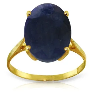 8.5 Carat 14K Solid Yellow Gold Ring Natural Oval Sapphire