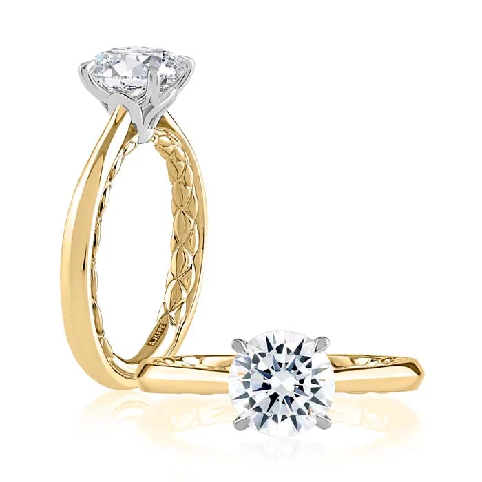 A. Jaffe Cathedral Solitaire Mounting in 14K Yellow and White Gold