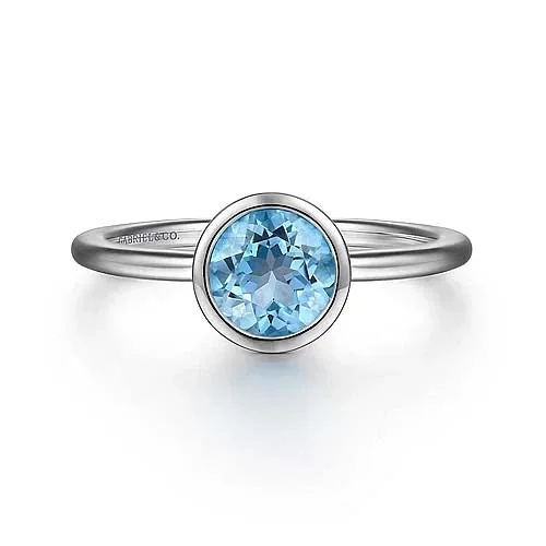 Gabriel & Co. Swiss Blue Topaz Ring in Sterling Silver