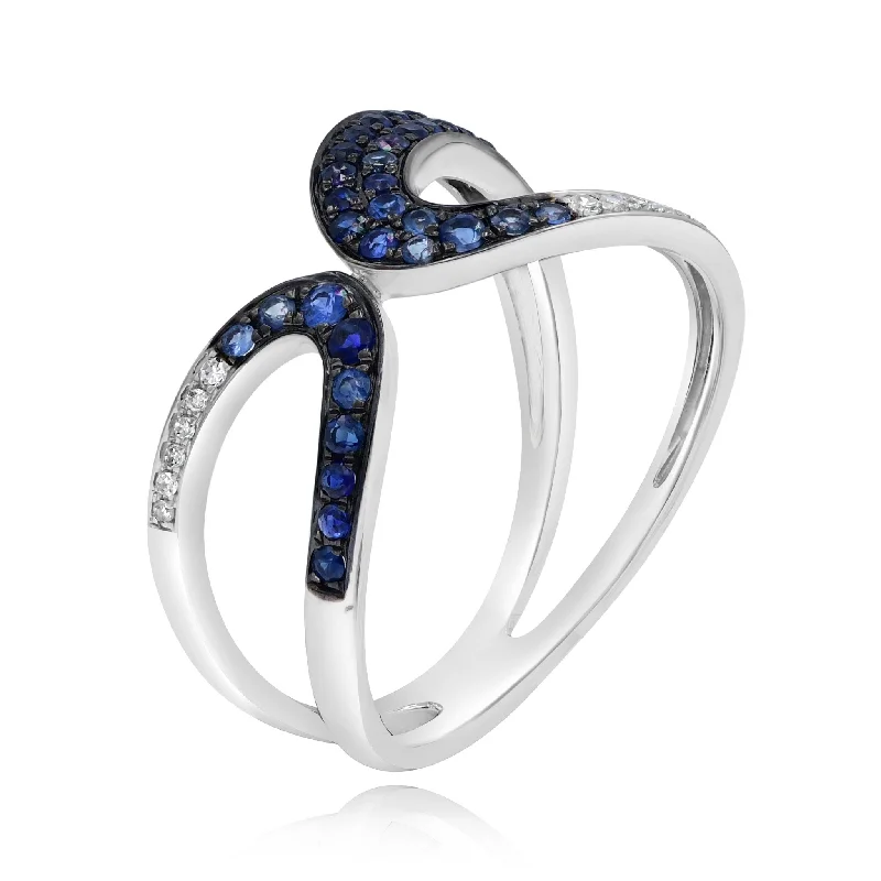 0.05ct Diamond and 0.35ct Sapphire Ring set in 14KT White Gold / R16065A