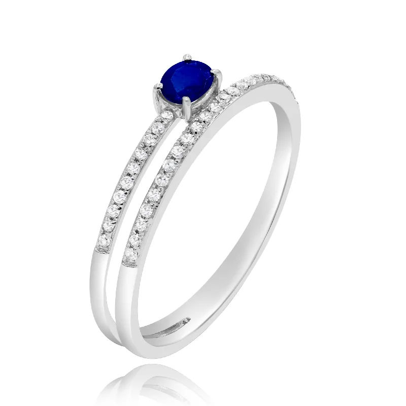 0.10ct Diamond and 0.27ct Sapphire Ring set in 14KT White Gold / R51531C