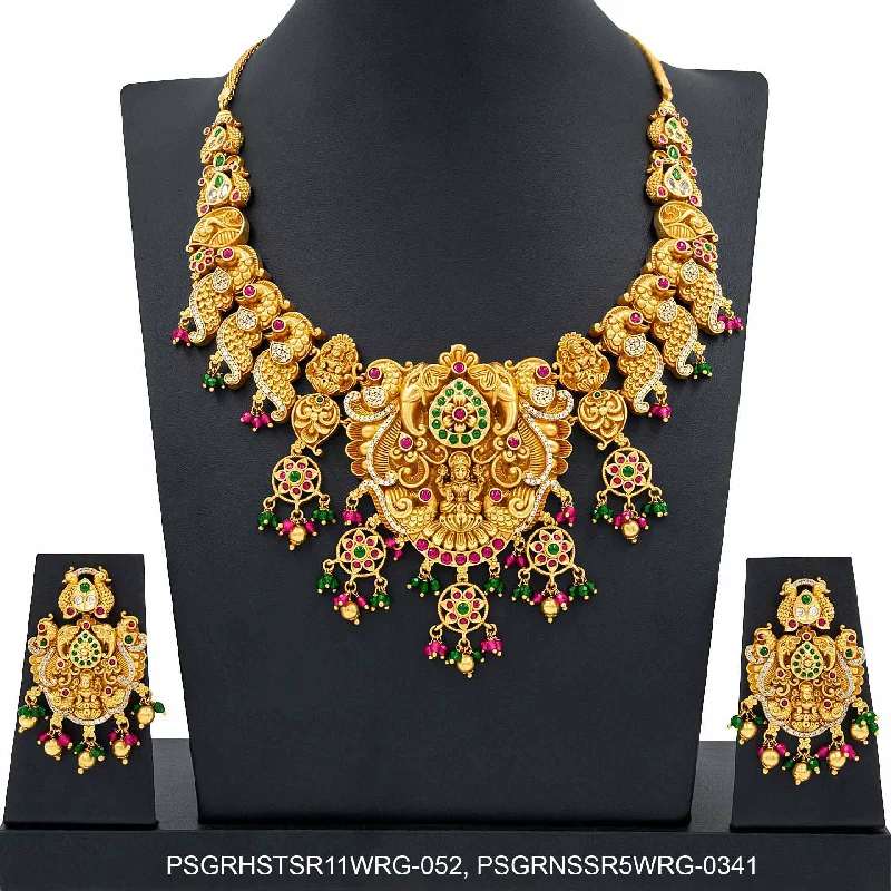 SRESHTA COLLECTION GERU NECKLACE WITH EARRING PSGRHSTSR11WRG-052, PSGRNSSR5WRG-0341