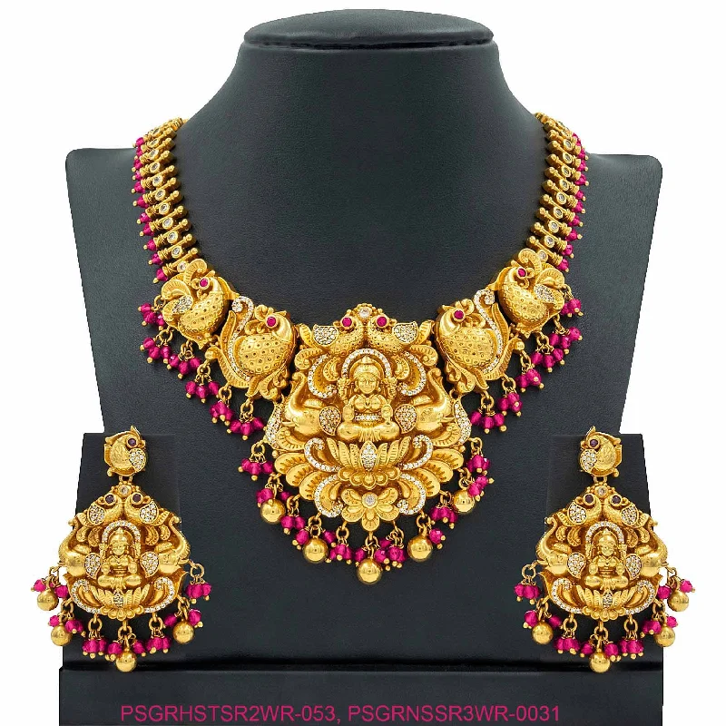 SRESHTA COLLECTION GERU NECKLACE WITH EARRING PSGRHSTSR2WR-053, PSGRNSSR3WR-0031