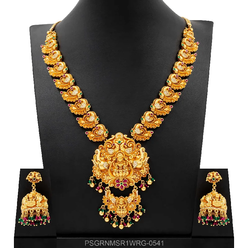 SRESHTA COLLECTION GERU NECKLACE WITH EARRING PSGRNMSR1WRG-0541, PSGRJSTSR64WRG-083