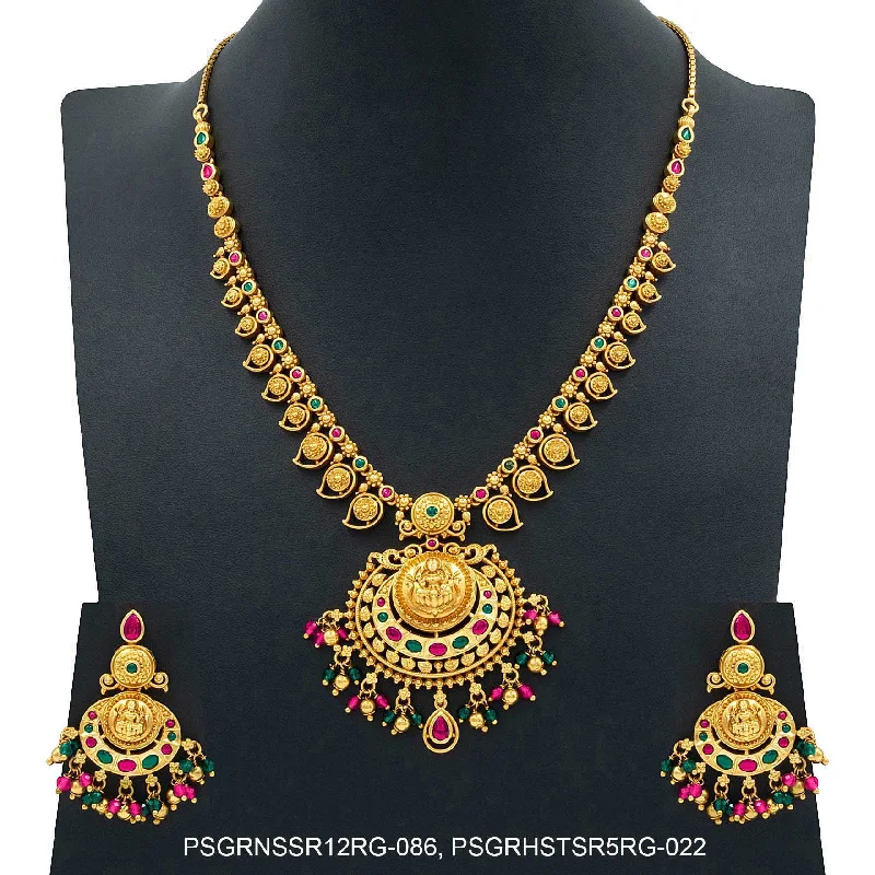 SRESHTA COLLECTION GERU NECKLACE WITH EARRING PSGRNSSR12RG-086, PSGRHSTSR5RG-022