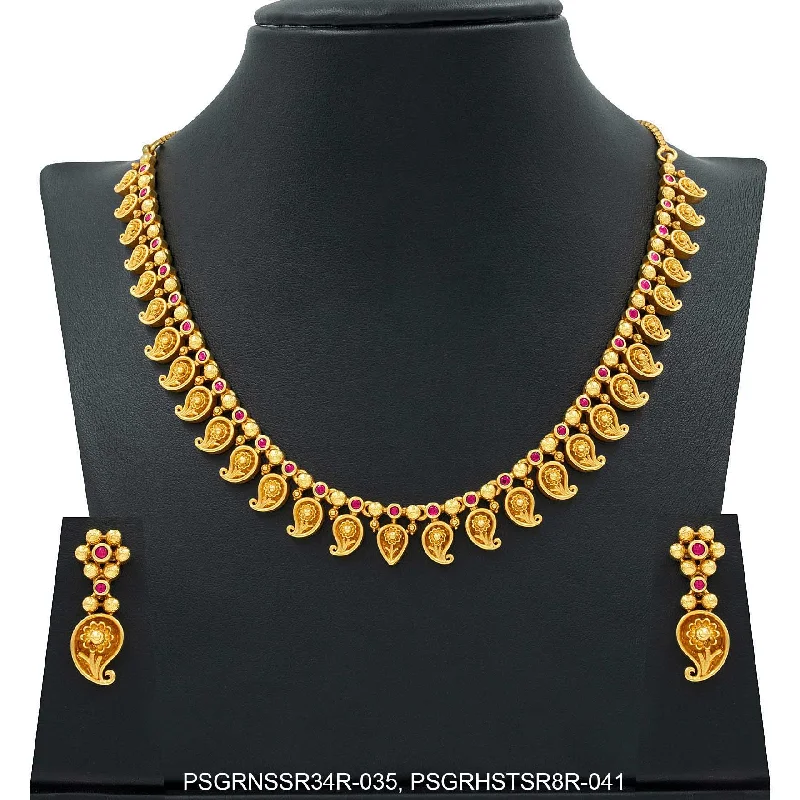 SRESHTA COLLECTION GERU NECKLACE WITH EARRING PSGRNSSR34R-035, PSGRHSTSR8R-041