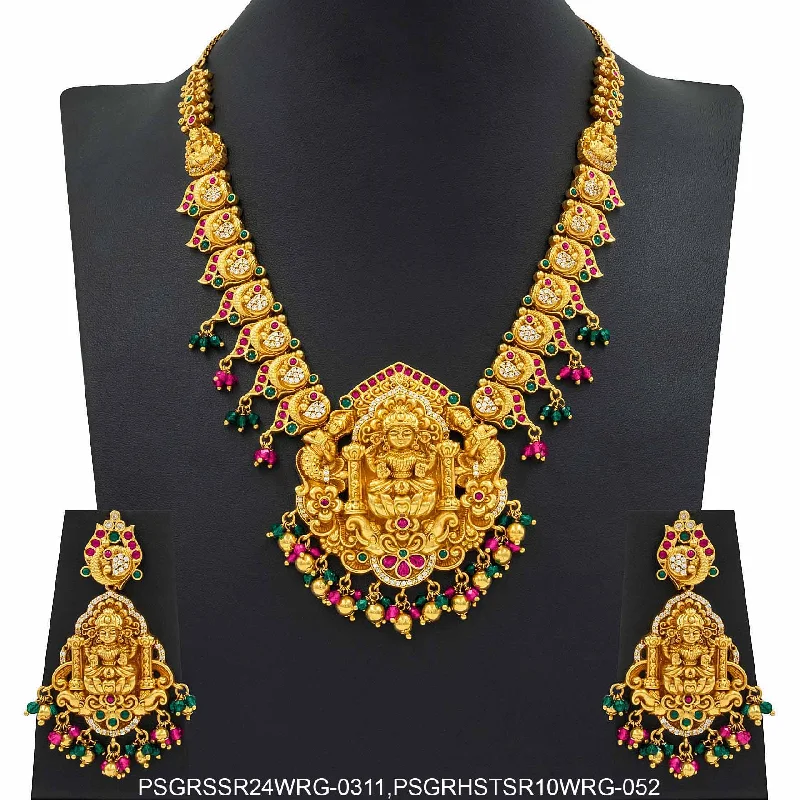 SRESHTA COLLECTION GERU NECKLACE WITH EARRING PSGRSSR24WRG-0311,PSGRHSTSR10WRG-052