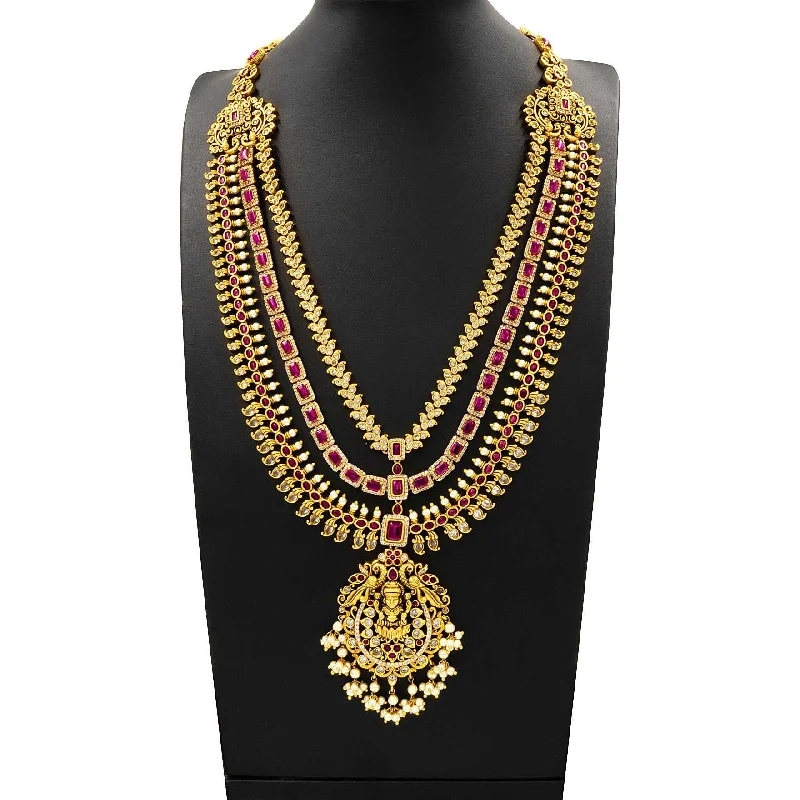 Sreshta Collection Gheru Necklace with Earrings PSGRNLSR1WR-0672, PSGRHSTSR1WR-054