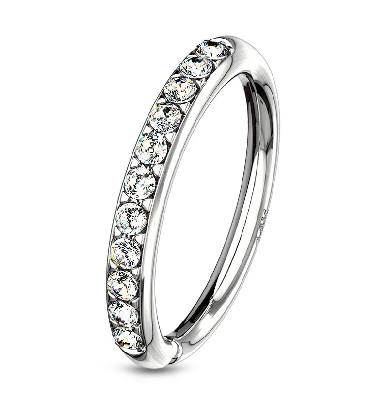 14kt White Gold CZ Edge Seamless Hoop Ring