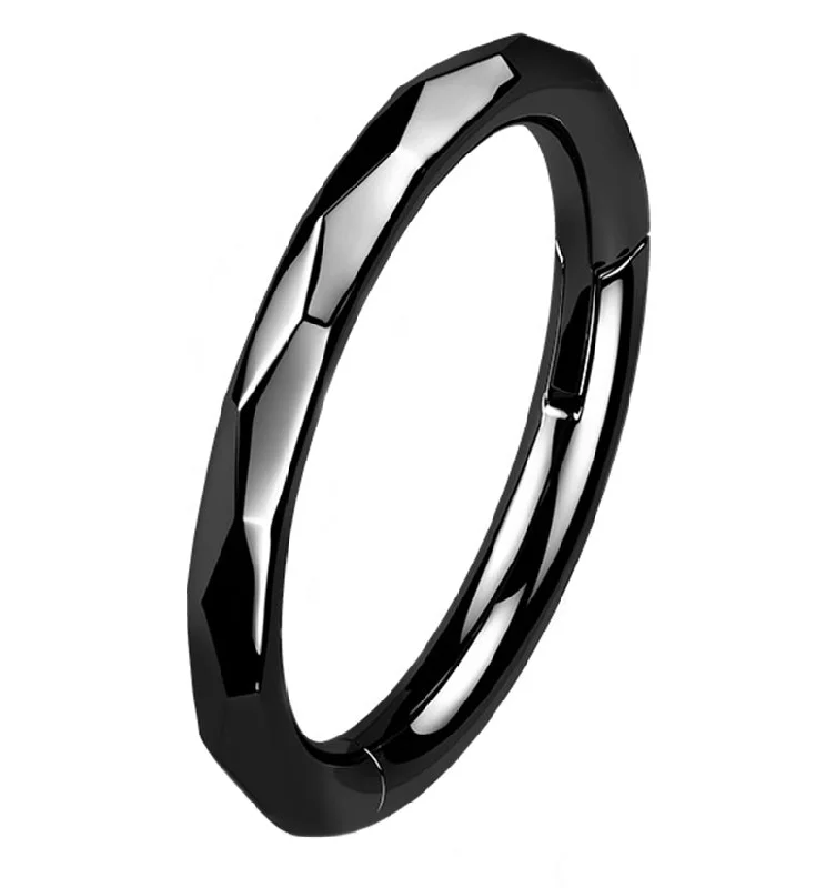 Black PVD Angled Titanium Hinged Segment Ring