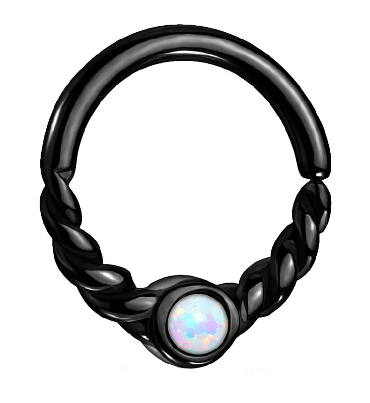 Black PVD Opalite Twine Seamless Ring