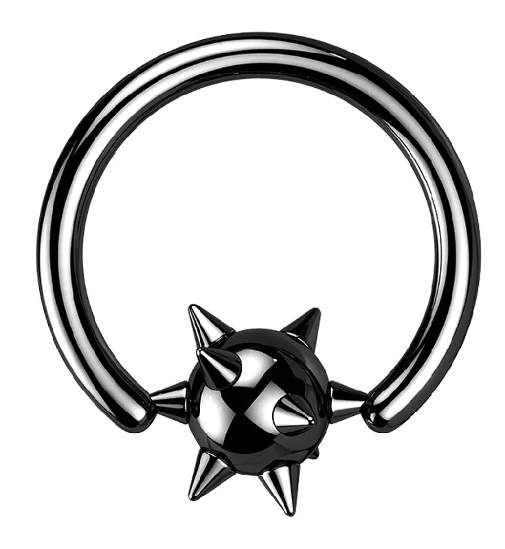 Black PVD Spikey Ball Captive Ring