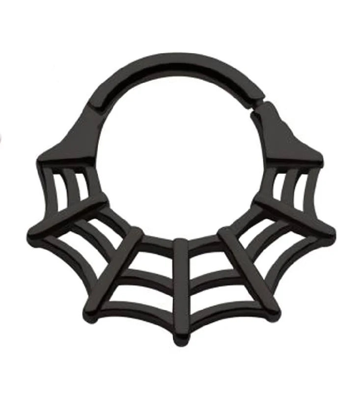 Black Spiderweb Hinged Segment Ring