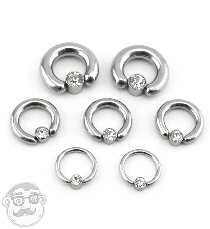 Clear CZ Flat Disk Captive Ring