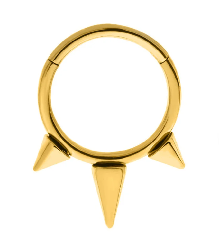 Gold PVD Spiked Hinged Segment Ring