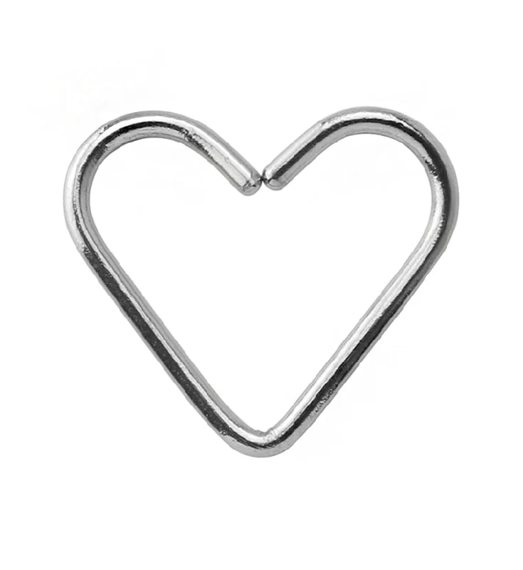 Heart Seamless Titanium Hoop Ring