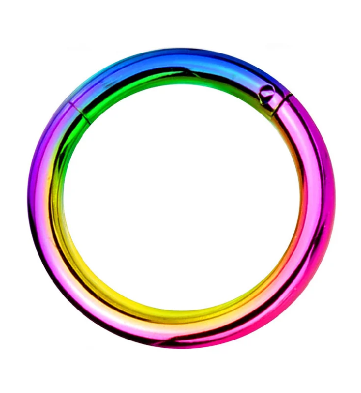 Rainbow PVD Hinged Steel Segment Hoop Ring