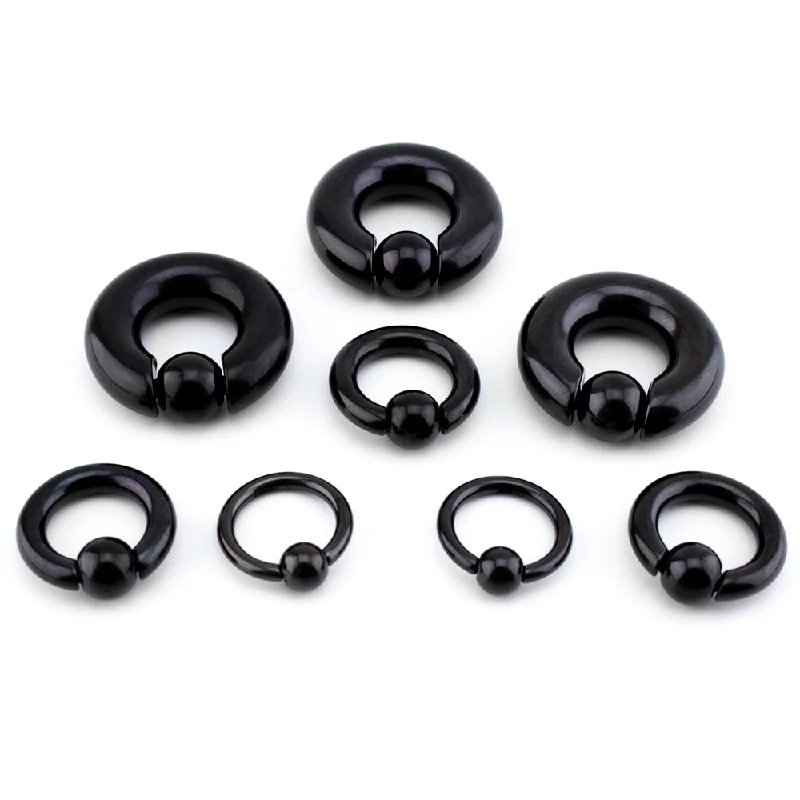 Black PVD Captive Spring Bead Ring