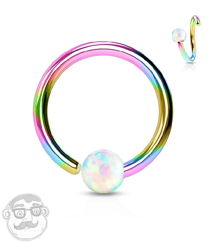 Rainbow PVD Opalite Fixed Captive Ring