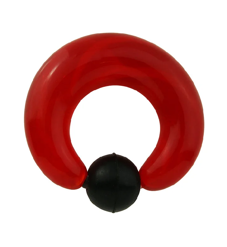 Red Glass Captive Ring