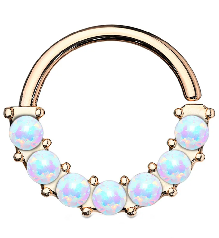 Rose Gold PVD Opal Escent Seamless Ring