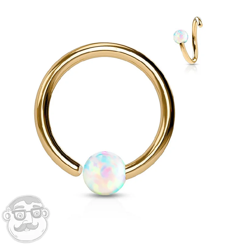 Rose Gold PVD Opalite Fixed Captive Ring