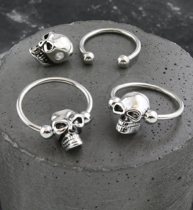 Skull Stainless Steel Captive Circular Barbell Ring