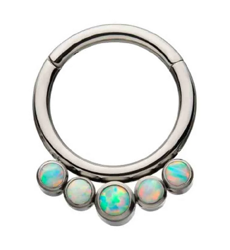 Titanium Hinged Multi Opalite Segment Ring