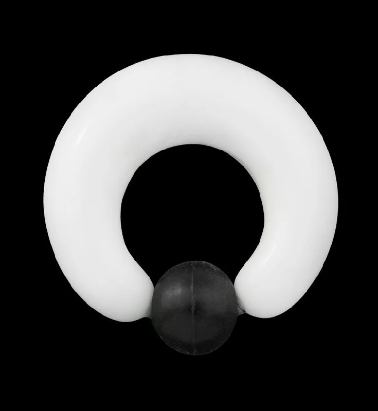 White Glass Captive Ring