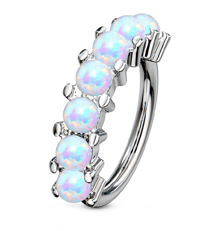 White Opal Septenary Seamless Ring