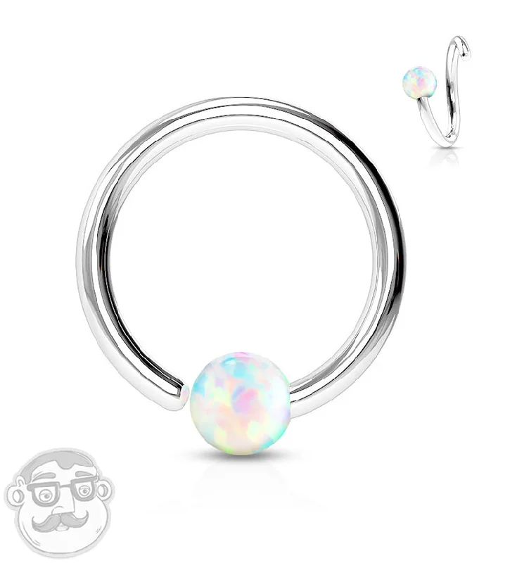 White Opalite Fixed Captive Ring