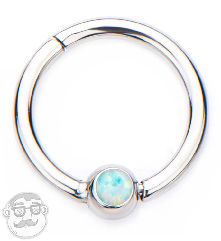 White Opalite Hinged Segment Hoop Ring