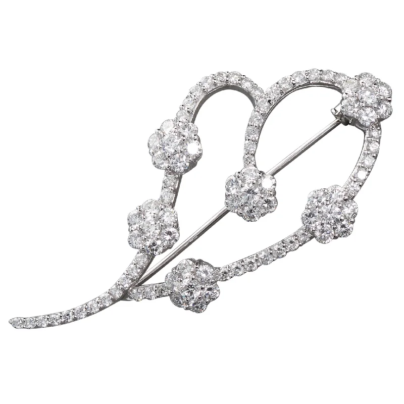 Diamond Florets White Gold Heart Swish Brooch