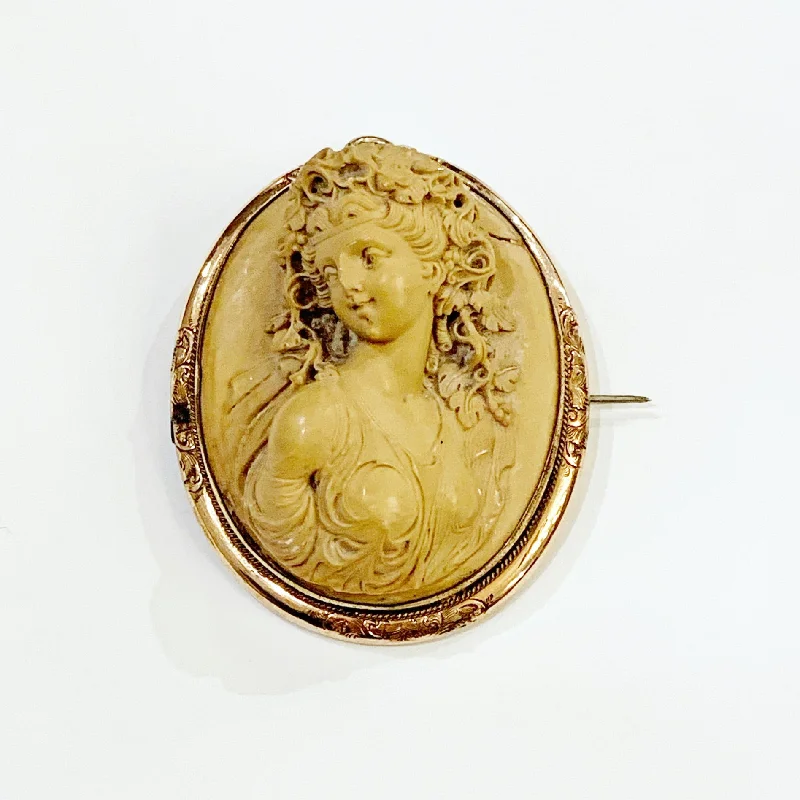 Estate Collection Cameo Brooch - Rare Victorian Lava