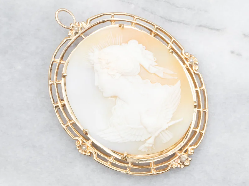 Golden Goddess Eos Cameo Brooch or Pendant