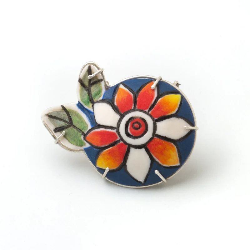 Sunflowers - Red Sunflower Brooch